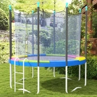 Copertura Tappeto Elastico Ø305x30 cm Pieghevole e Portatile, in Plastica, PE e Schiuma, Multicolore