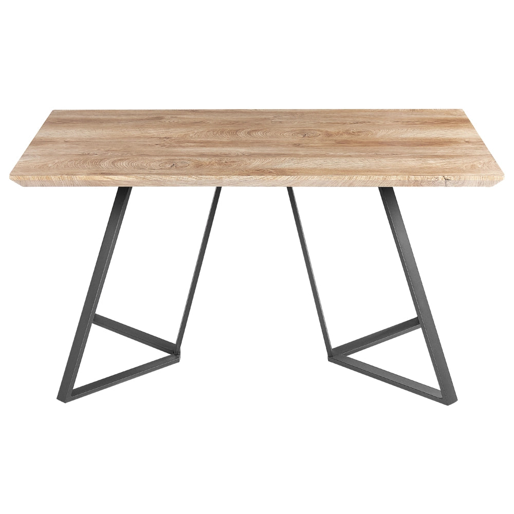 Tavolo da pranzo Piano in legno chiaro Gambe in metallo nero 140 x 80 cm 6 posti a sedere Rettangolare Industriale