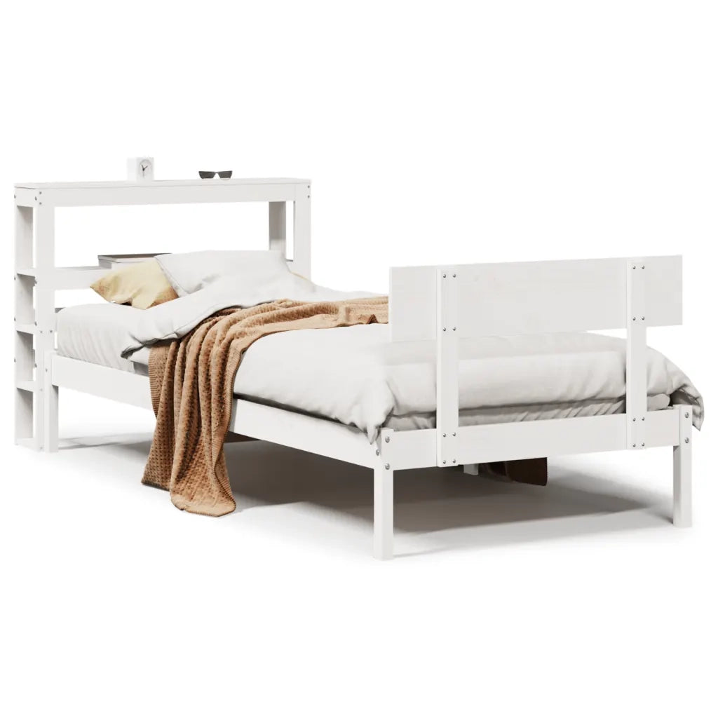 Letto singolo | Letto per adulti | Letto senza Materasso Bianco 90x200 cm Legno Massello di Pino