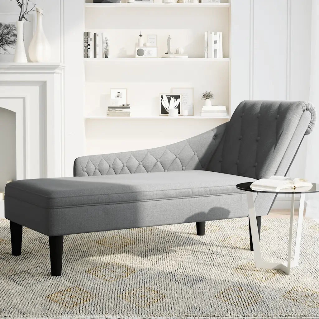 Sdraio con Cuscino e Bracciolo Destro in Tessuto Grigio Chiaro CFW3340003