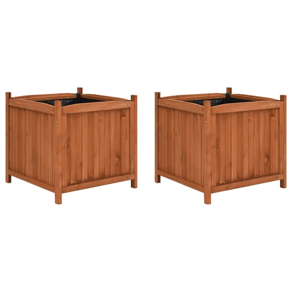 Set di 2 fioriere rialzate 50 x 50 x 50 cm in legno di abete marrone 02_0000887