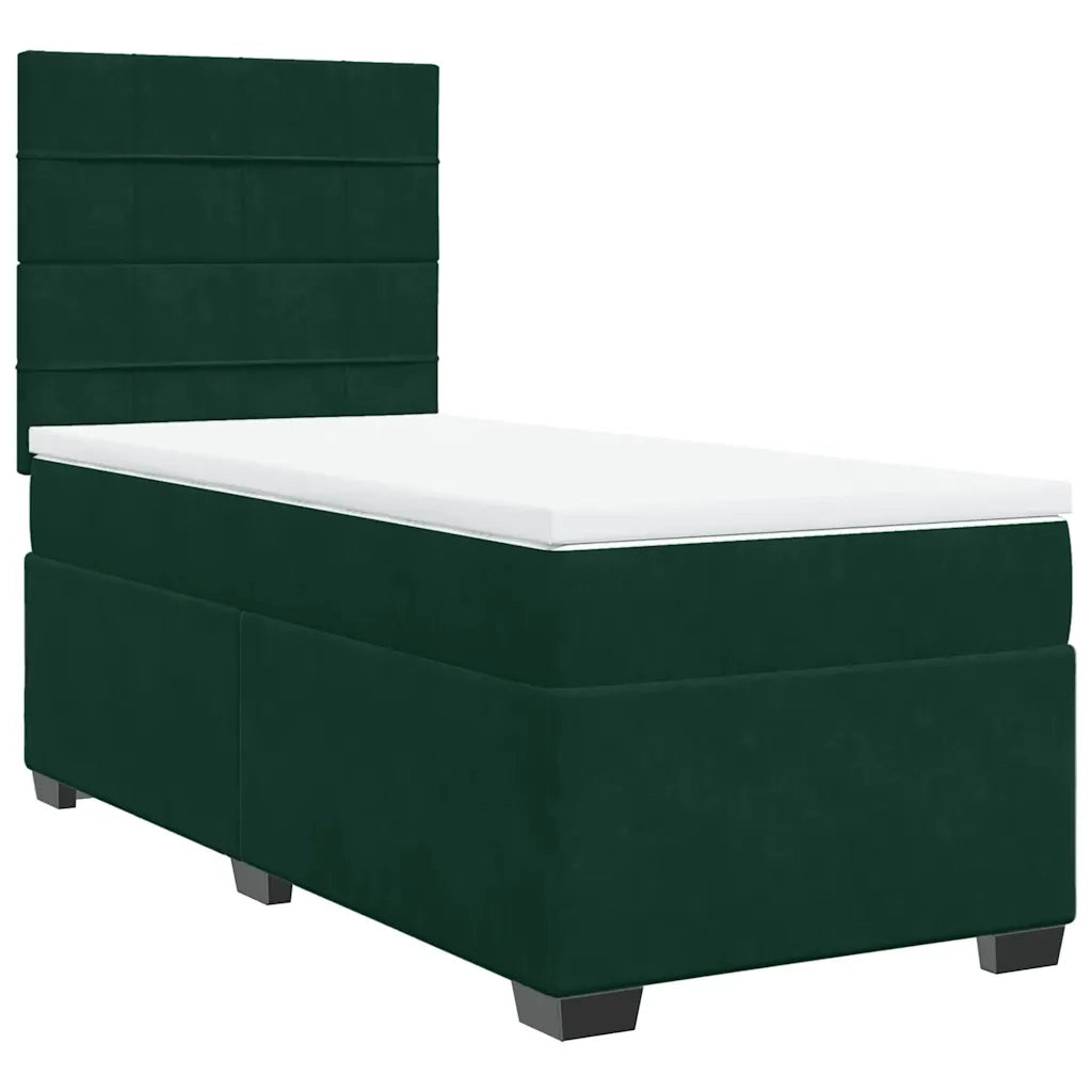 vidaXL Giroletto a Molle con Materasso Verde Scuro 100x200 cm Velluto