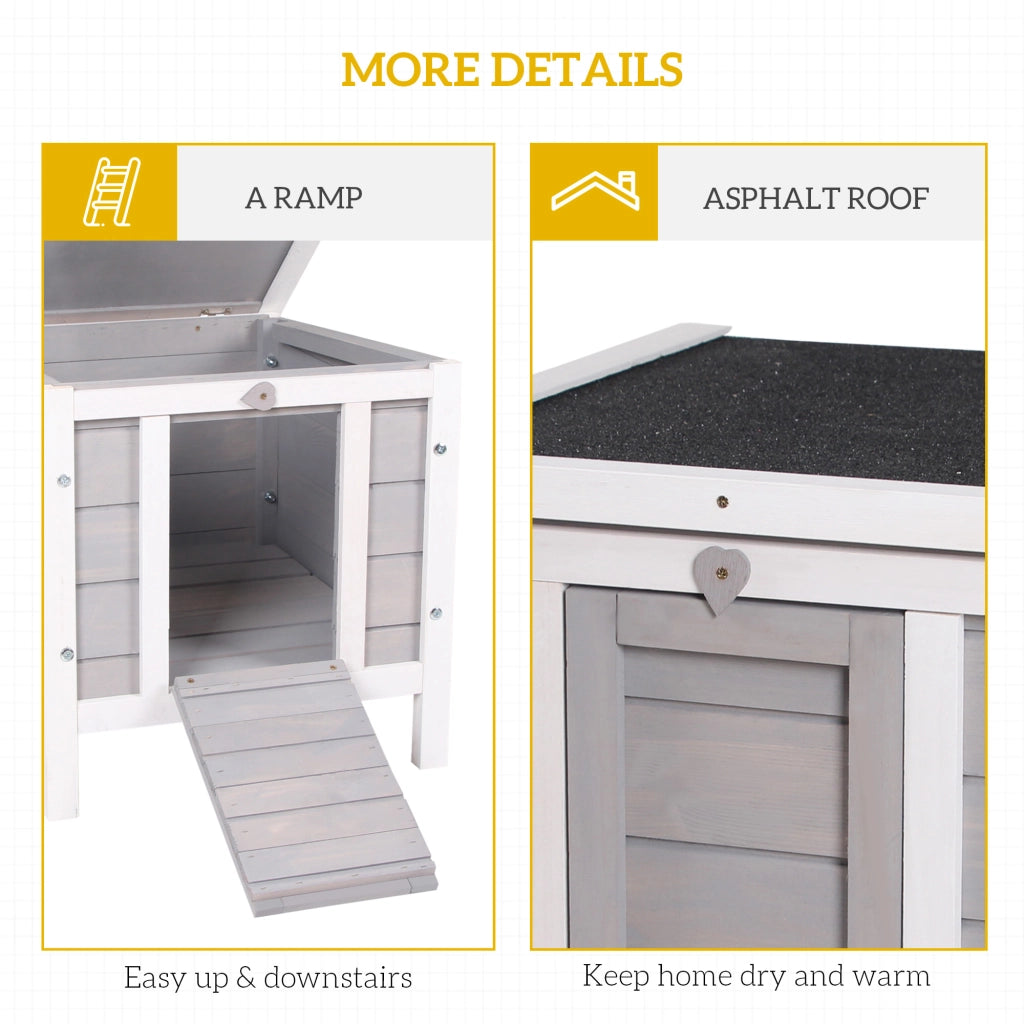 Gabbia per conigli in legno - Xylo - 51x42x43 cm grigio e bianco