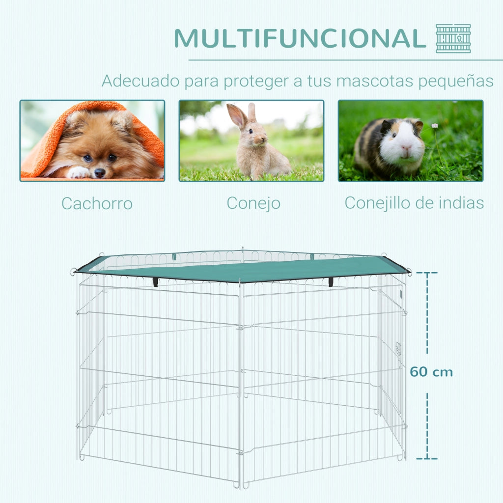 Recinto per Cani 6 Pannelli Pieghevole con Tettoia ¨C Xylo ¨C Metallo Argento 59x60cm
