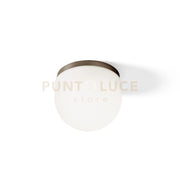 DOMU APPLIQUE DA PARETE O SOFFITTO IN BRONZO VETRO BIANCO 1 LUCE D.20CM ATTACCO GX53