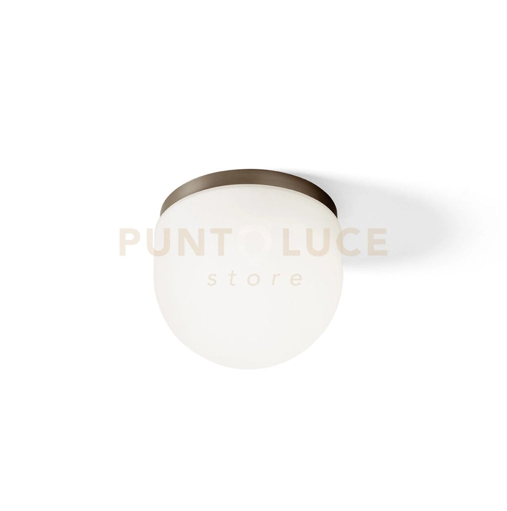 DOMU APPLIQUE DA PARETE O SOFFITTO IN BRONZO VETRO BIANCO 1 LUCE D.20CM ATTACCO GX53