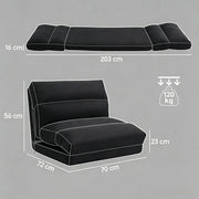 POLTRONA LETTO RECLINABILE 70x72x56 cm Nera in poliestere