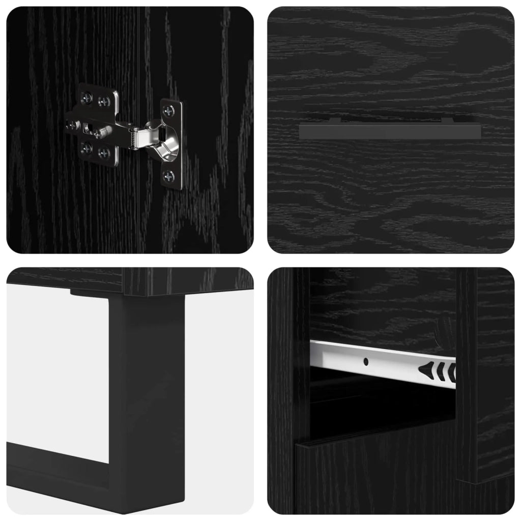 Credenza | Madia | Buffet da pranzo | Armadio da pranzo Rovere Nero 69,5 x 34 x 90 cm Legno multistrato
