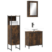 Set Mobili da Bagno 3 pz Rovere Fumo in Legno Multistrato 3214822