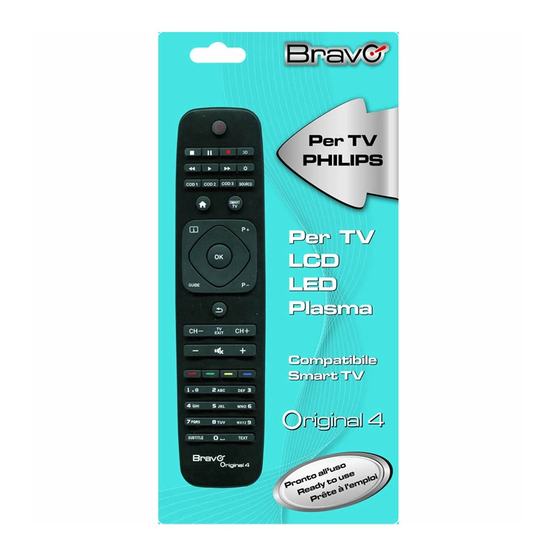 BRAVO ORIGINAL 4 (90202050) - TELECOMANDO COMPATIBILE FEDELMENTE RIPRODOTTO PER TV PHILIPS