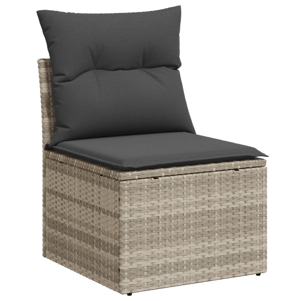 Set Divano Giardino 9 Pezzi con Cuscini Grigio Chiaro Rattan Sintetico