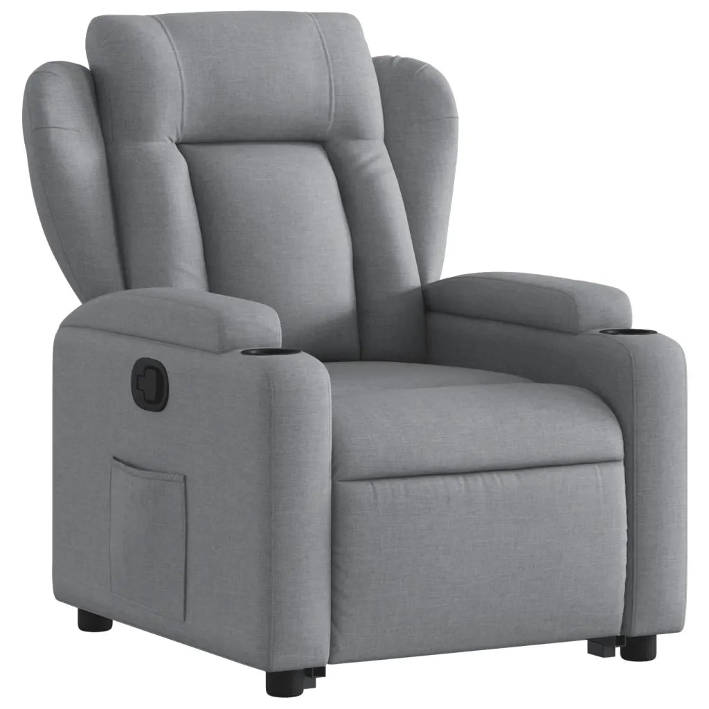 Poltrona Alzapersona Reclinabile Grigio Chiaro in Tessuto 3204482