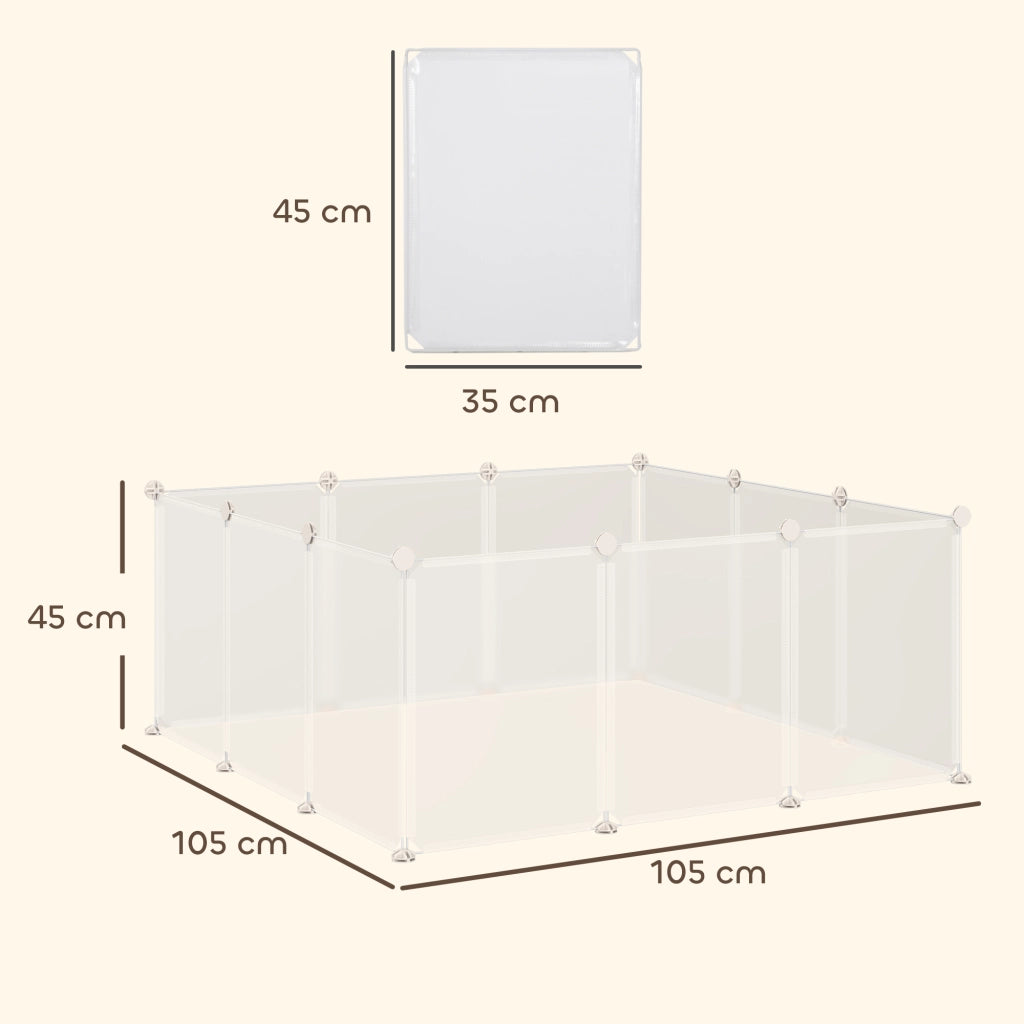 Recinto modulabile per animali piccoli ¨C zephmum ¨C 12 panelli 105x105x45 cm bianco