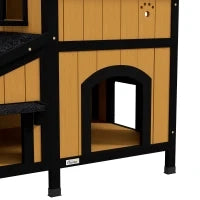Casa per Gatti in Legno di Abete con Tetto in Asfalto, 96 x 65 x 85,5 cm, Giallo