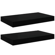 2 pz Scaffali a Parete | Ripiano a parete | Mensole a Parete Nero Lucido 40x23x3,8 cm in MDF