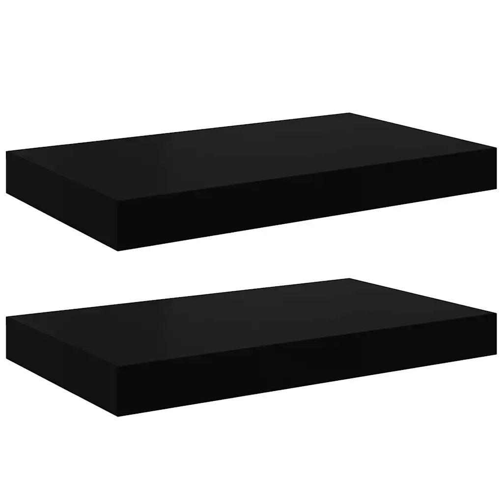 2 pz Scaffali a Parete | Ripiano a parete | Mensole a Parete Nero Lucido 40x23x3,8 cm in MDF