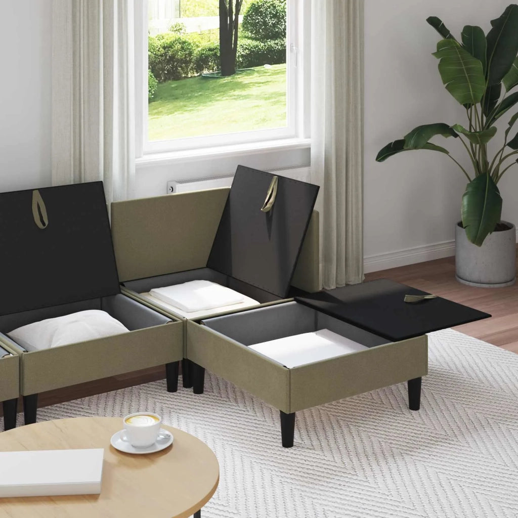 Set di mobili per il soggiorno 4 pcs Cachi Tessuto 3413795