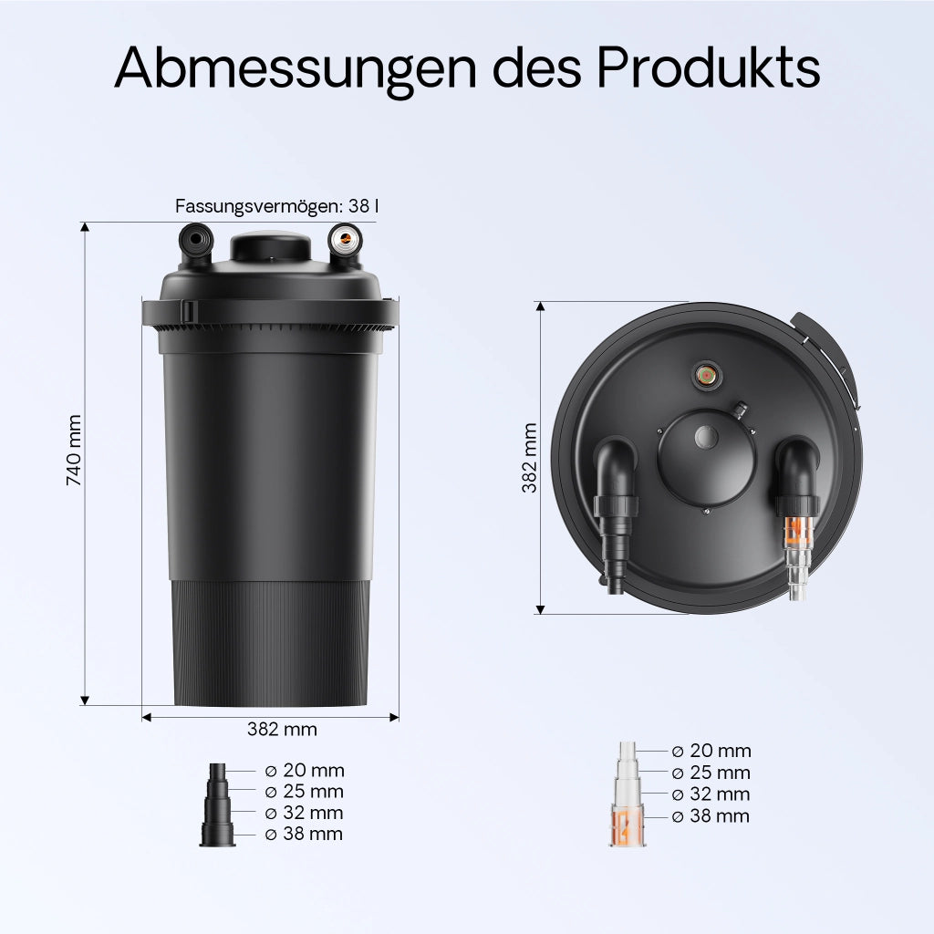 CPF-500 Filtro a pressione con UVC 18 W e chiarificatore per laghetti fino a 30.000l d’acqua