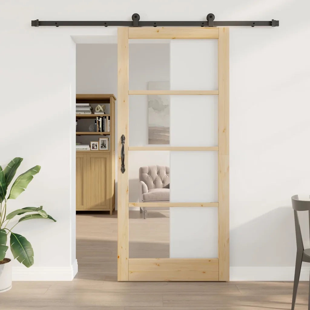 Porta scorrevole ORKDAL Naturale e Nero 93 x 211 cm 3332037