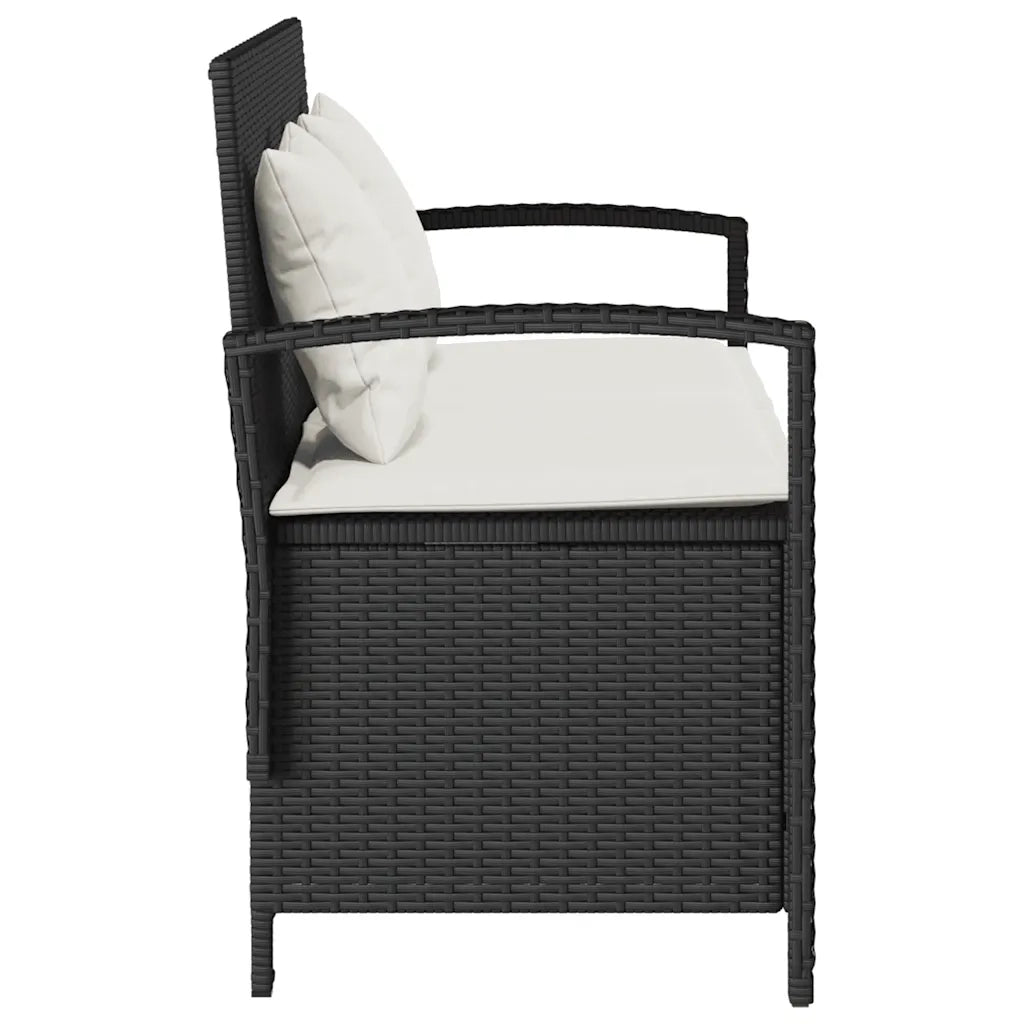 Panca Portaoggetti da Giardino con Cuscino in Polyrattan Nero 4104211