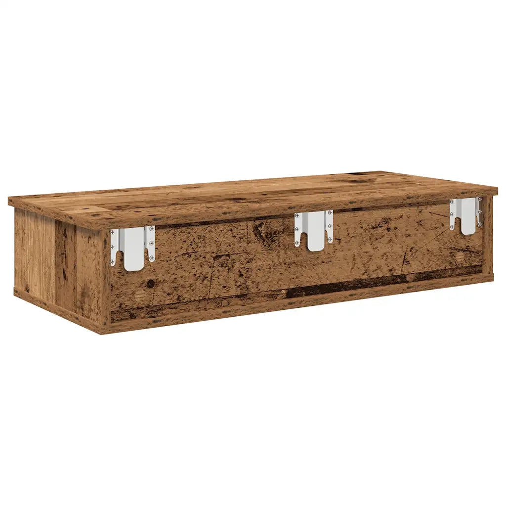 Scaffale a Parete con Cassetti Antico 80x31x17 cm in Truciolato 859957