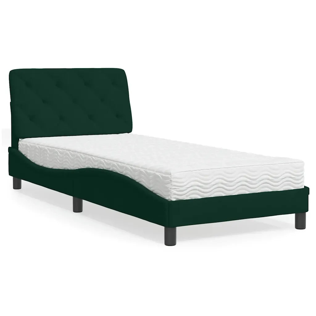 Letto con Materasso Verde Scuro 90x190 cm in Velluto 3208631