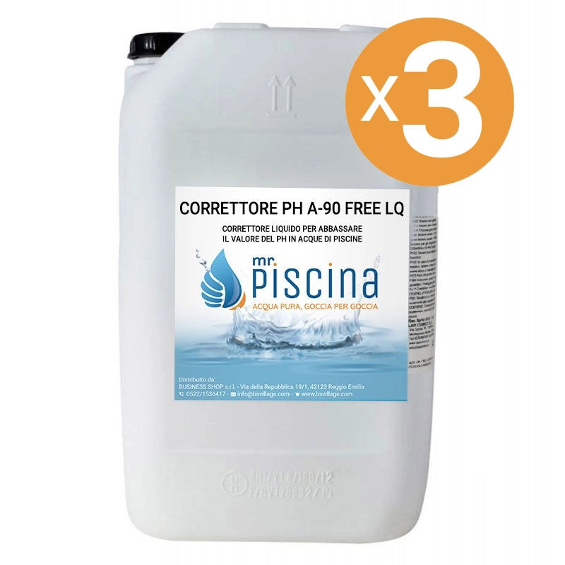 CORRETTORE PH A-90 FREE LIQUIDO per piscina Quantità confezione: 3 confezioni