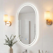 Specchio Bagno con Luce 90 x 55 cm, Specchio Ovale da Parete in Vetro Temperato IP44 con 3 Colori Dimmerabile, Antiappannamento, Memoria, Orizzontale/Verticale (90 x 55 cm, Modello 2)