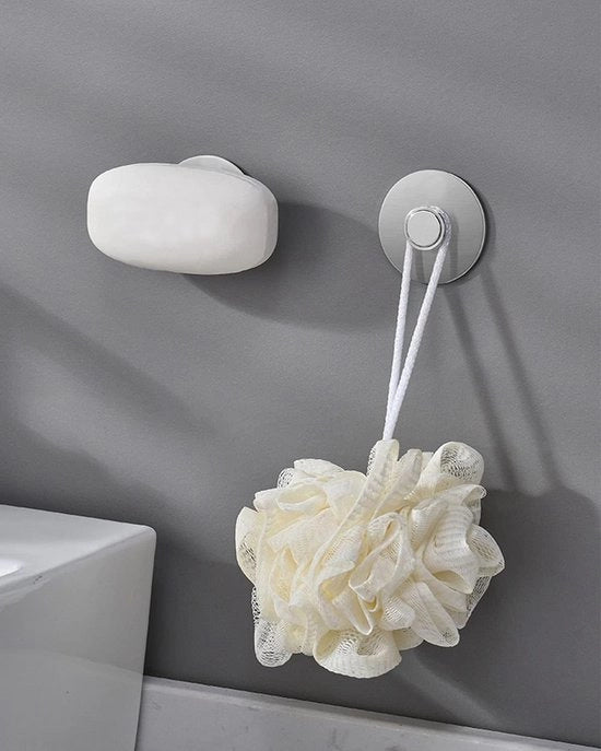 Due contenitori magnetici per pezzi di sapone, contenitore per sapone in acciaio inossidabile per parete doccia e cucina/bagno, facile da pulire, autosfregiante (argento)
