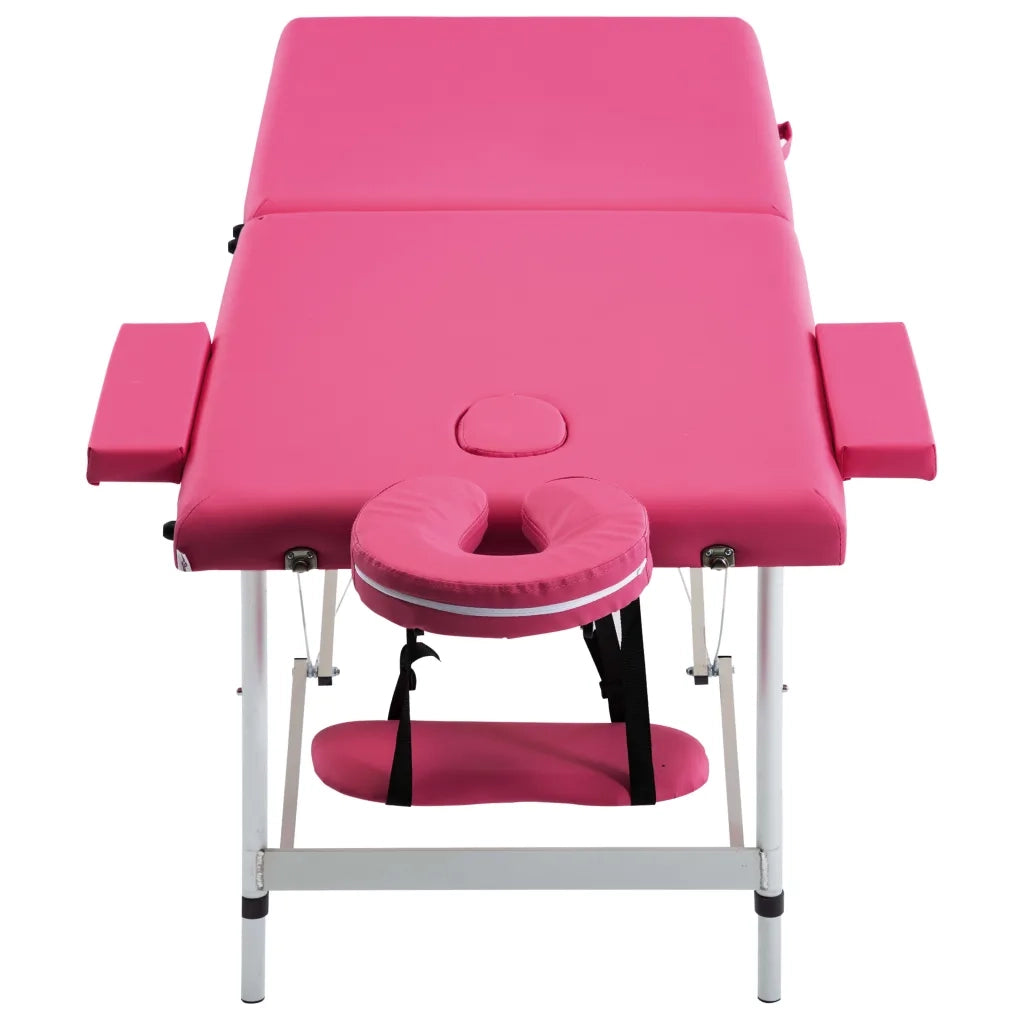 Lettino da Massaggio a 2 Sezioni in Alluminio Rosa 110194