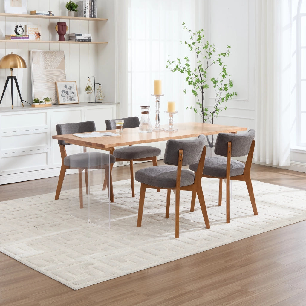 Sedia da pranzo - con seduta imbottita e schienale ergonomico - in legno - grigio