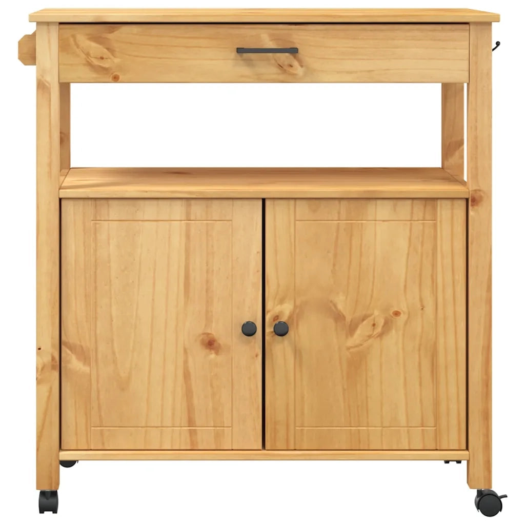 Carrello da Cucina MONZA 84x40x88,5 cm in Legno Massello di Pino 376106