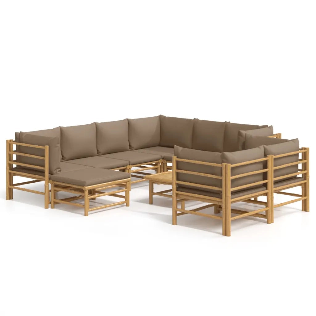 Set Salotto da Giardino 10pz con Cuscini Tortora BambÃ¹cod mxl 76281