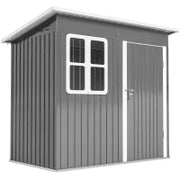Casetta da Giardino in Acciaio con Porta con Blocco, Finestra e Prese d'Aria, 2.2 x 1.3 m, Grigio