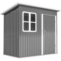 Casetta da Giardino in Acciaio con Porta con Blocco, Finestra e Prese d'Aria, 2.2 x 1.3 m, Grigio