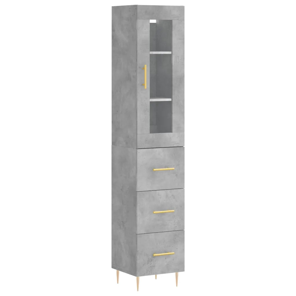 Credenza | Madia | Buffet da pranzo | Armadio da pranzo Grigio Cemento 34,5x34x180 cm in Legno Multistrato