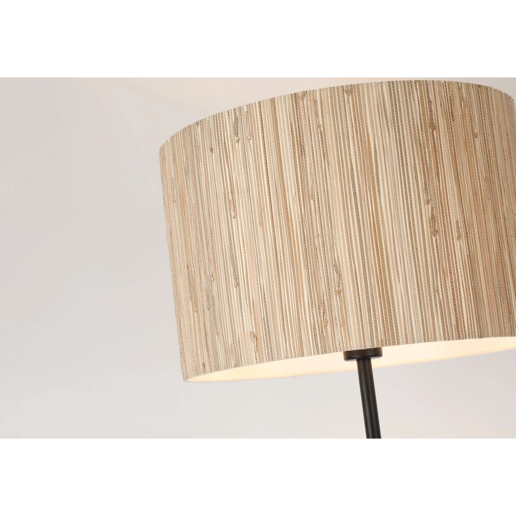 Lampada da terra Meadow 1Lt, paralume in erba naturale e metallo nero