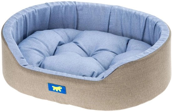 Letto per cani Ferplast Dandy, Cuscino rimovibile e lavabile, Copertina di cotone con imbottitura morbida, Ideale come gabbia per cani, 65 x 46 x H 17 cm, Blu chiaro