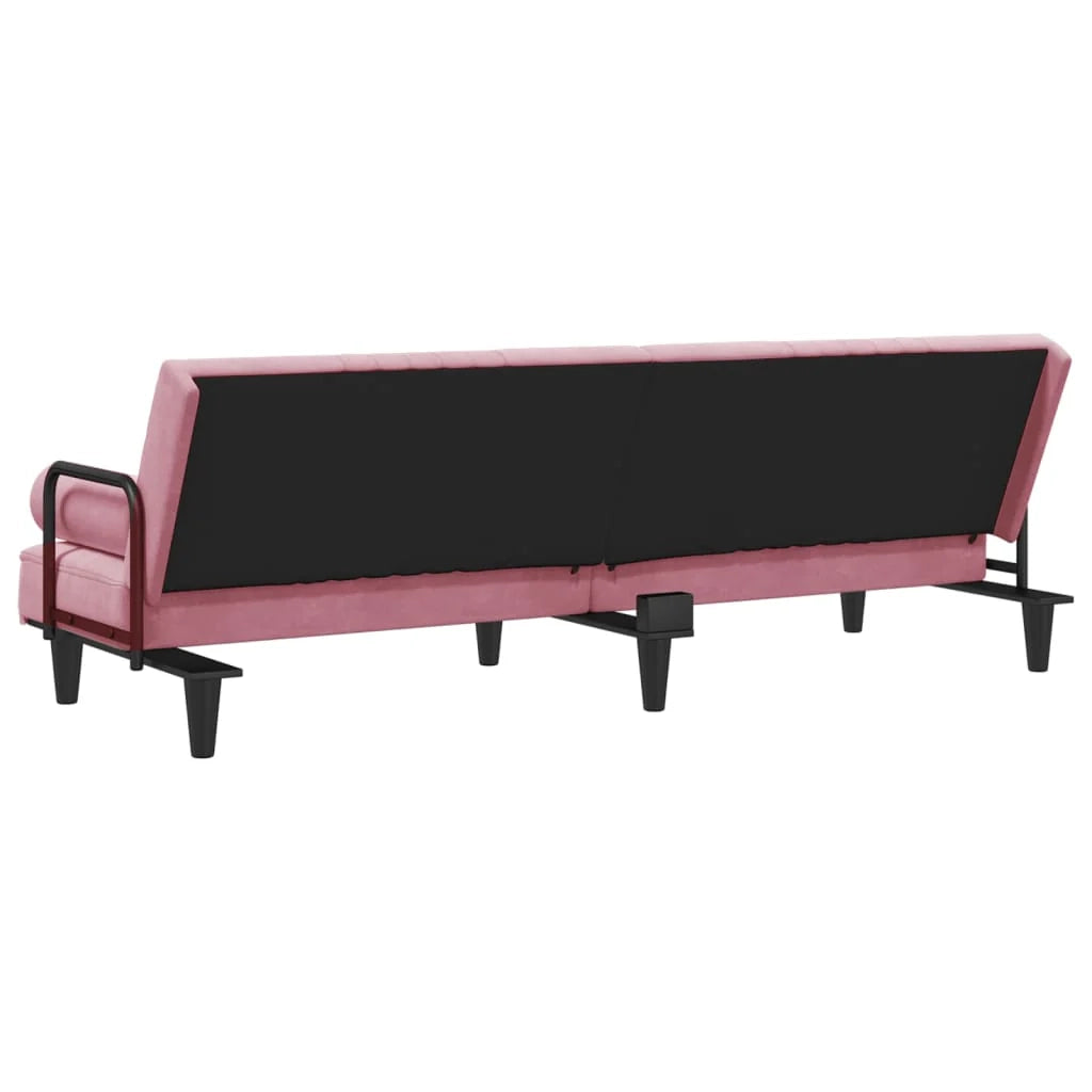 Divano letto con braccioli 205 x 89 x 70 cm velluto rosa 02_0021011