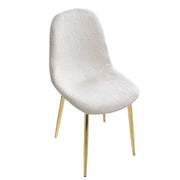 SEDIA IMBOTTITA TEDDY IN TESSUTO BIANCO CON GAMBE ORO 44X48X88 CM