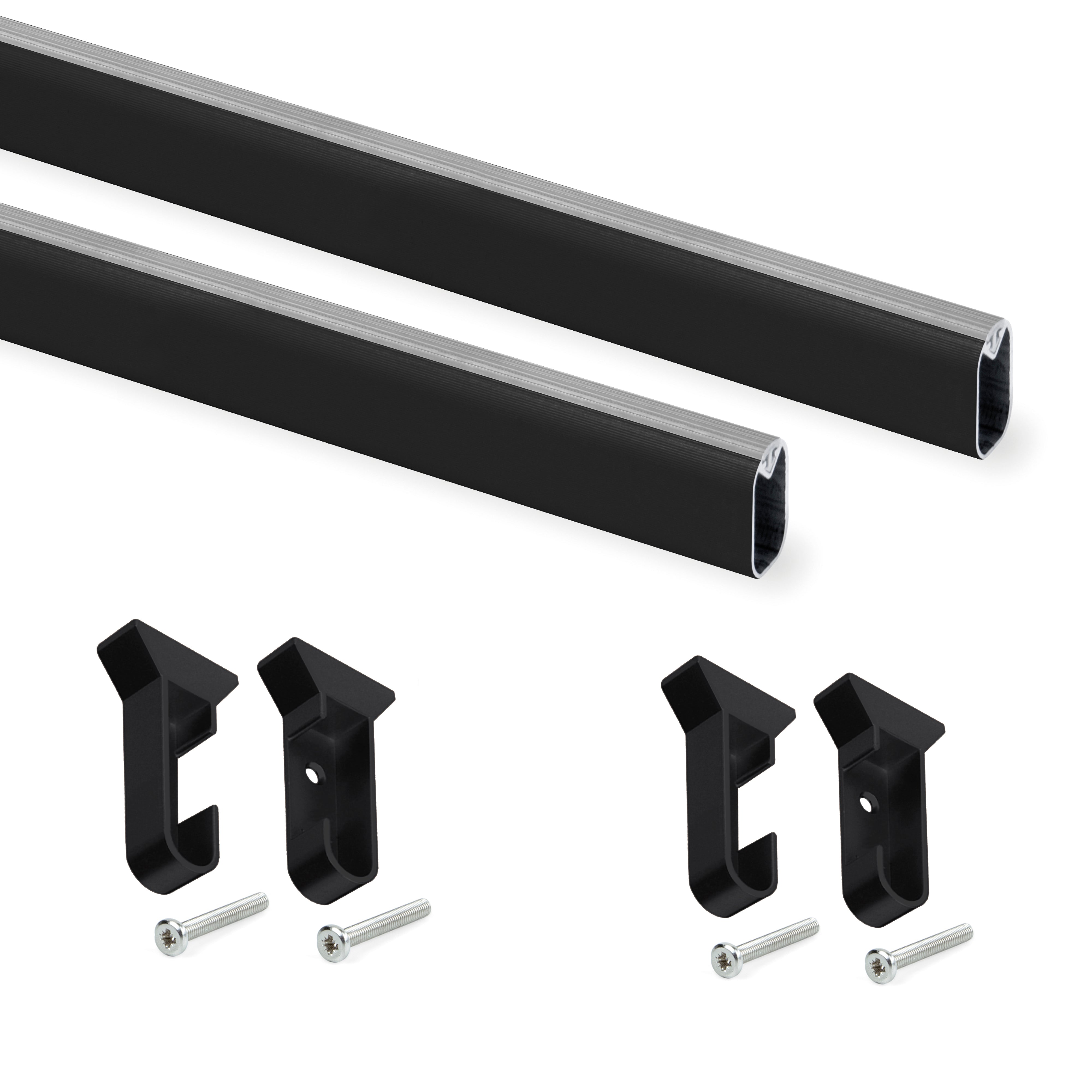 Set 2 Barre Appendiabiti per Armadio 75 cm in Alluminio Emuca Nero