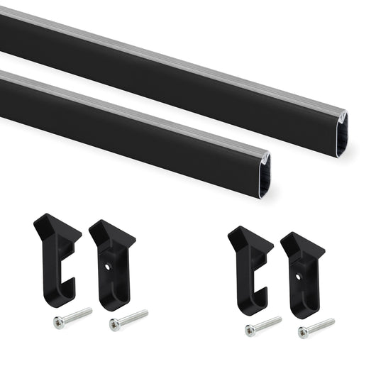 Set 2 Barre Appendiabiti per Armadio 75 cm in Alluminio Emuca Nero