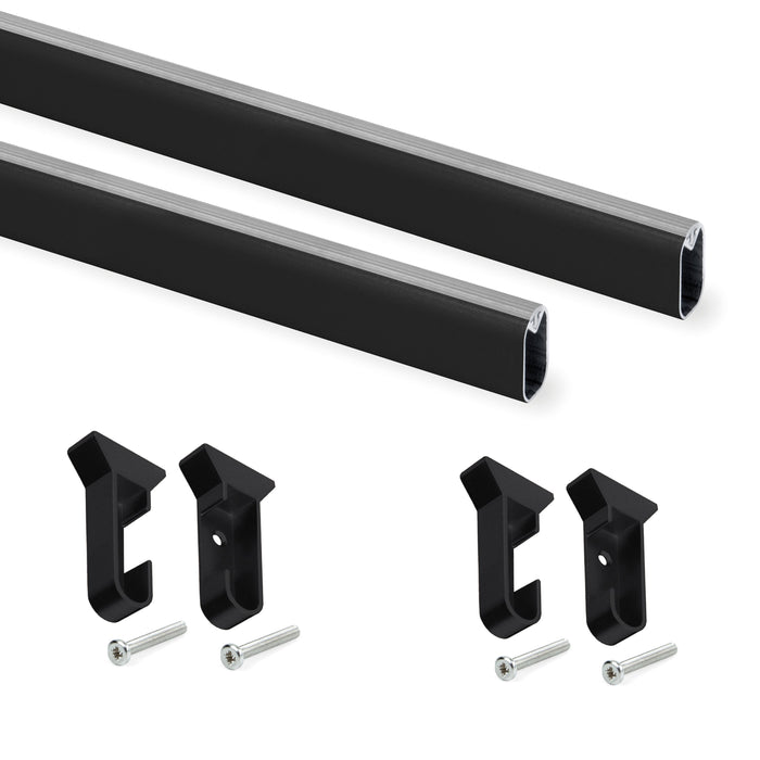 Set 2 Barre Appendiabiti per Armadio 75 cm in Alluminio Emuca Nero