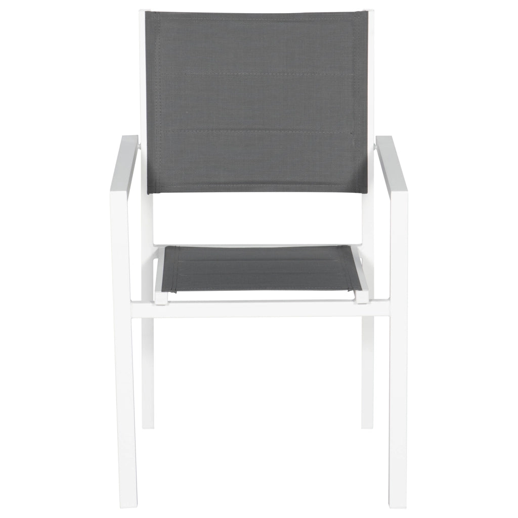 Set di 10 sedie imbottite in alluminio bianco - textilene grigio