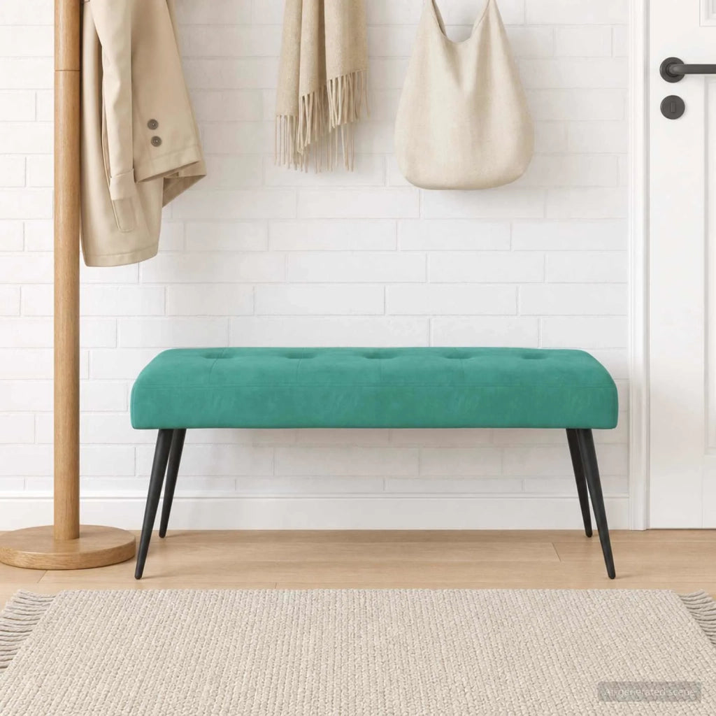 Panchina con bottoni imbottiti Turchese 110 x 40 x 46 cm 42038539