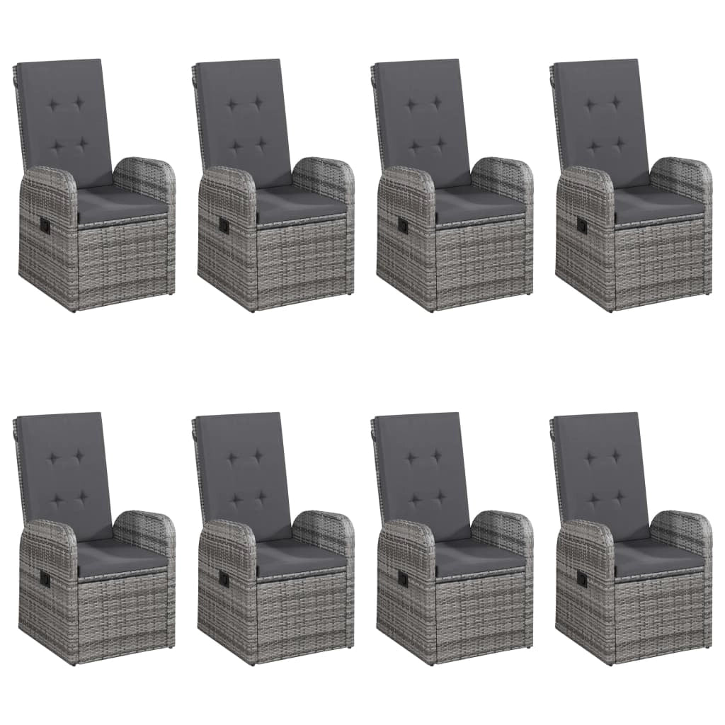 Set da pranzo da giardino per esterni da 9 pezzi mobili grigi 02_0014091