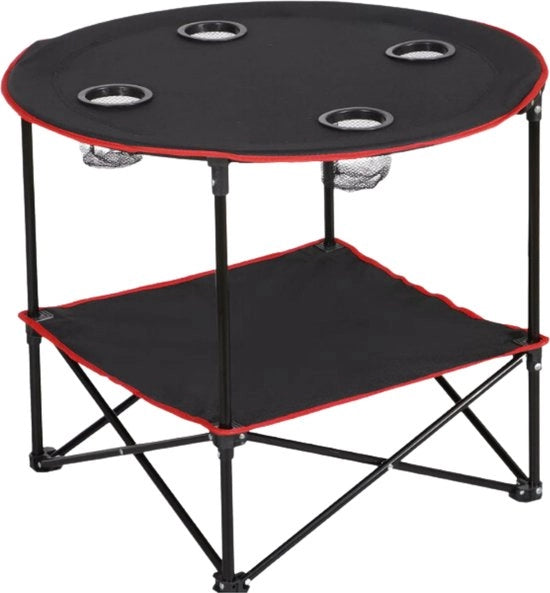 Tavolo da Campeggio Resistente al Calore - Tavolo Pieghevole - 2 Strati - Con Tasca Portatile - Nero - 72x72x61 CM