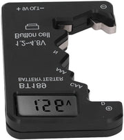 Tester di batterie con Display LCD per batterie AA, AAA, 6F22, 9V e 1,5V - Nero - Inclusa Display Digitale.