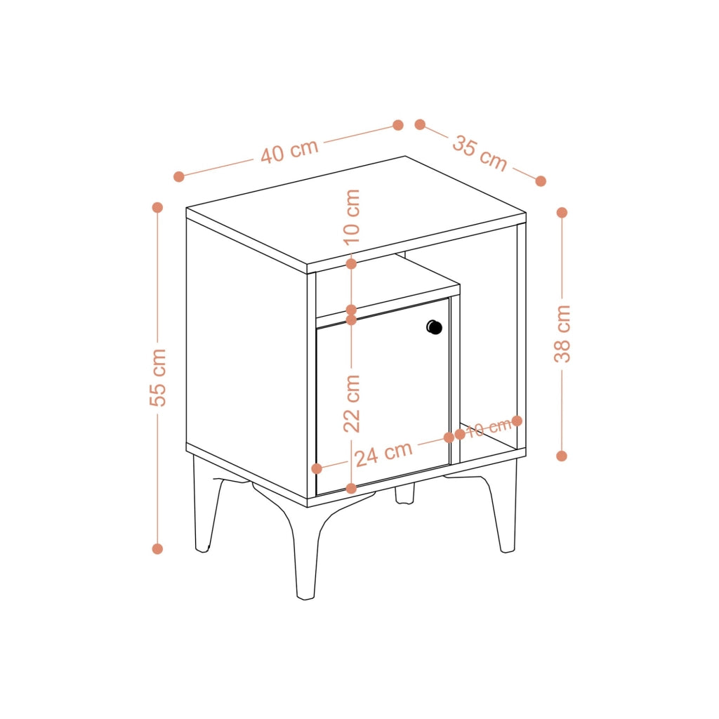 Comodino in legno "Nuno" - 40 x 35 x 55 cm - Beige