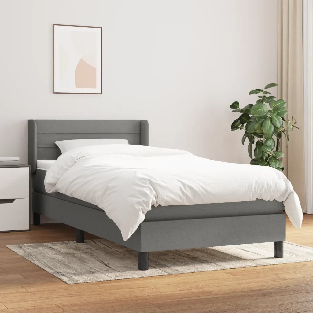 Giroletto a Molle con Materasso Grigio Scuro 90x190 cm Tessuto 3129754
